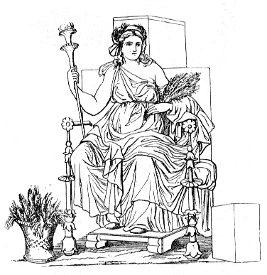 Demeter Göttin der Fruchtbarkeit mit Weizenähren in ihrer Hand