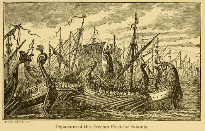 Abfahrt der griechischen Flotte nach Salamis