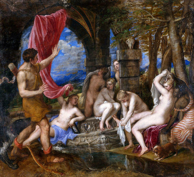 Aktaion überrascht Artemis beim Baden
