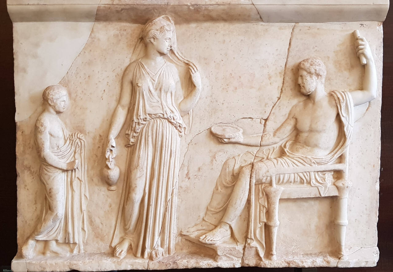 Relief von Asklepios mit Hygieia in den Vatikanische Museen