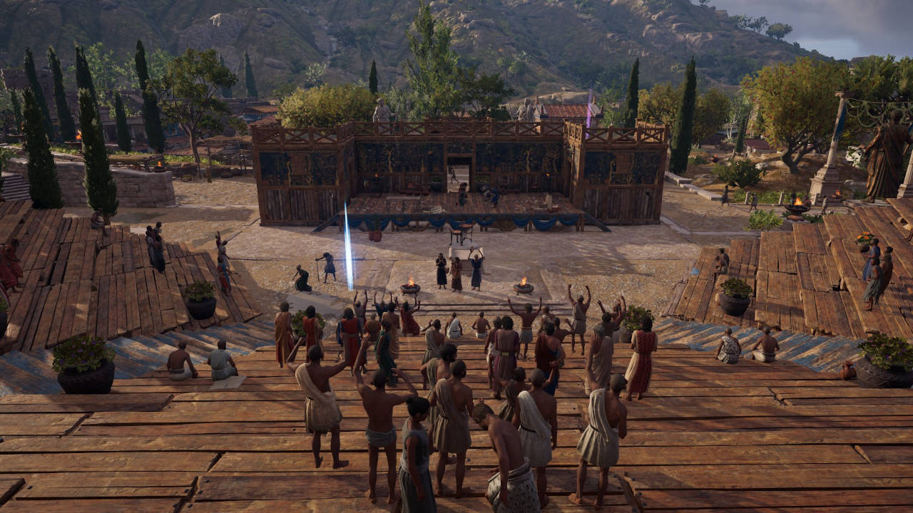 So könnte das ursprüngliche hölzene Dionysostheater ausgesehen haben - Nachbildung aus dem Computerspiel Assassin’s Creed Odyssey