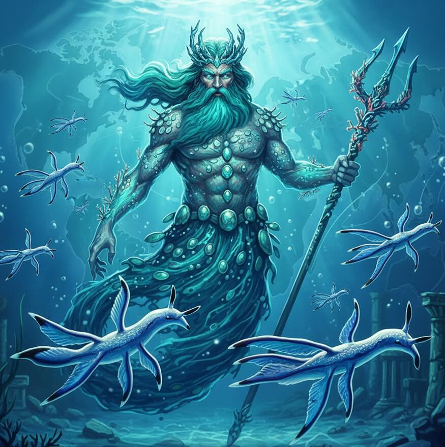 So stellt sich Googles KI Gemini Glaucus atlanticus mit dem namensgebenden Meeresgott Glaukos vor