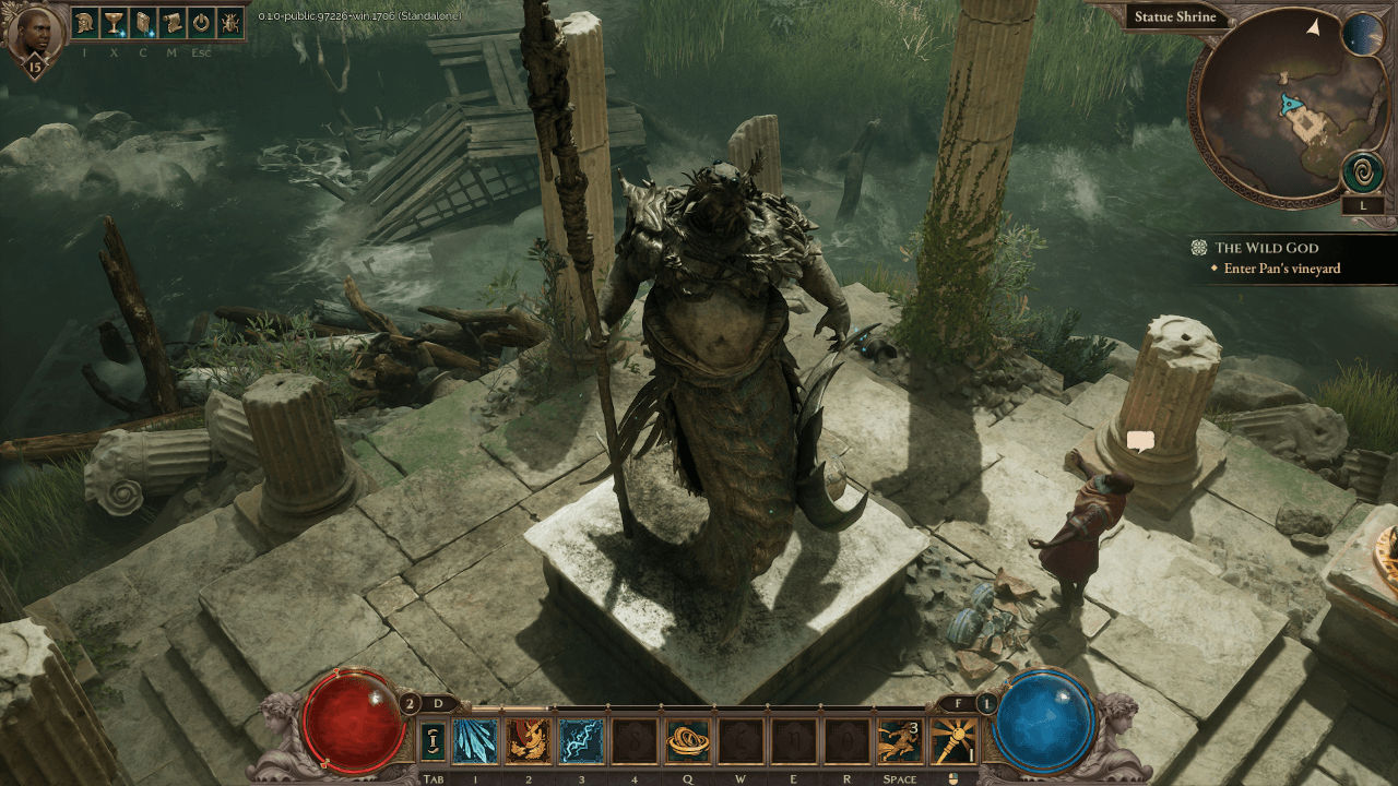 In der Nebenquest The Shattered God muss diese Glaukos-Statue wieder errichtet werden, um den Bürger Mut zu machen