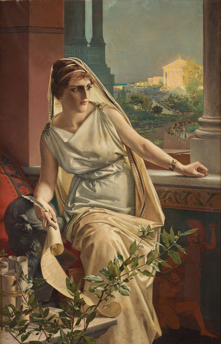 Es ist nicht bekannt, wie Hypatia aussah, so stellte sie sich aber der schwedische Maler Julius Kronberg (1850-1921) vor