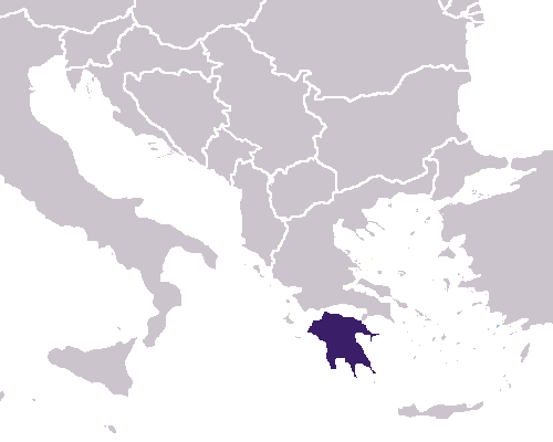 Lage der Halbinsel Peloponnes