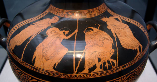 Phoinix und Odysseus vor Achilles
