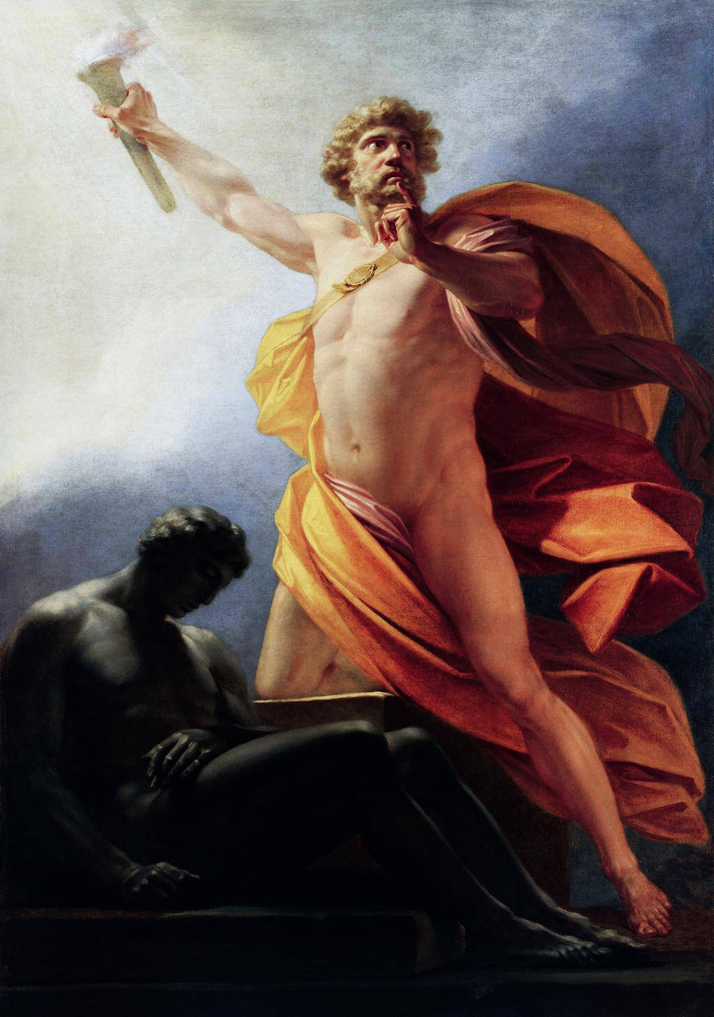 Prometheus bringt der Menschheit das Feuer - Bild von Heinrich Füger