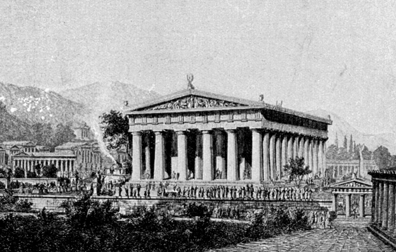 Rekonstruktion des Zeustempels (um 1900)