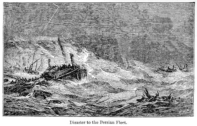 Sturm der der persischen Flotte in der schlacht bei Artemision zum Verhängnis wurde