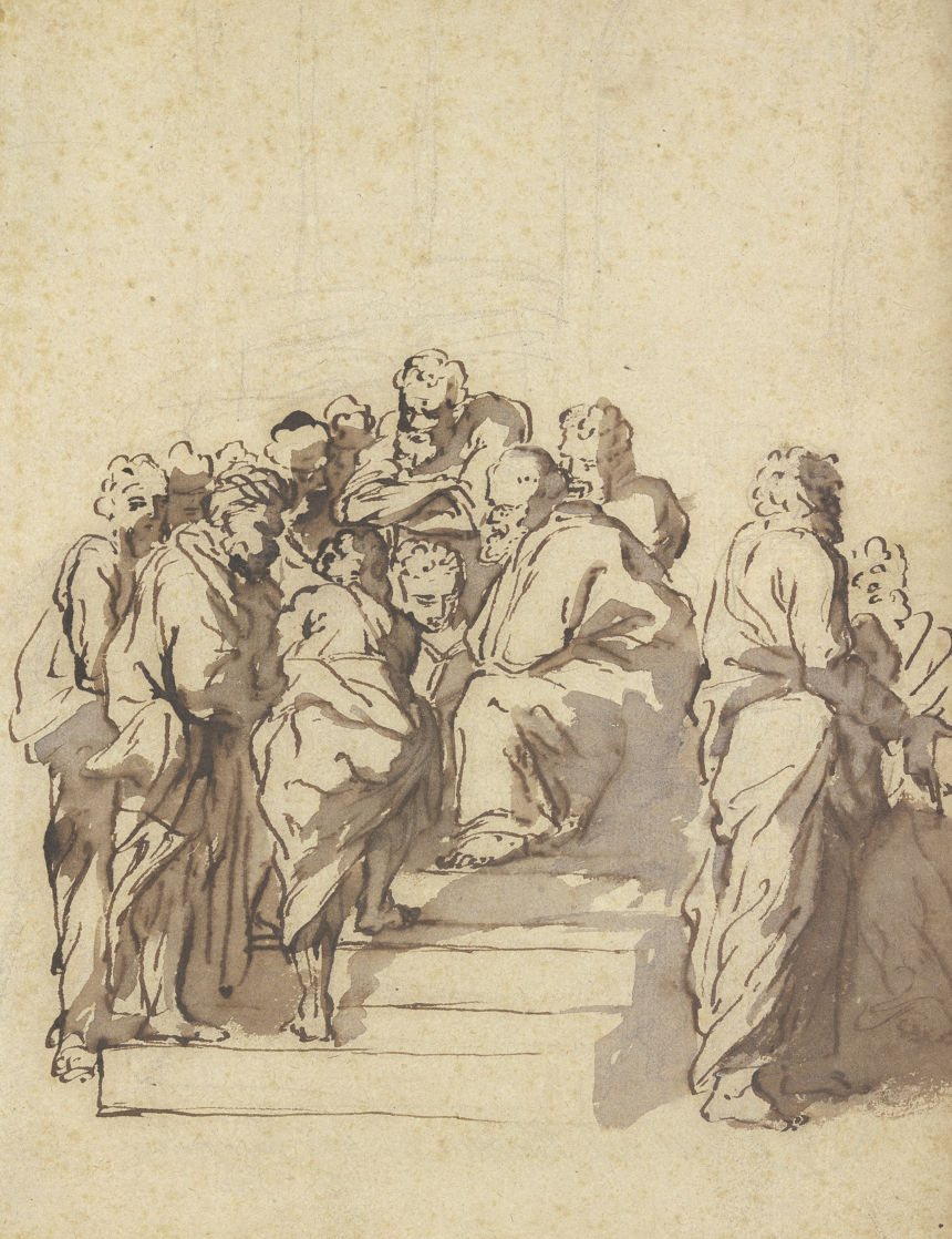 Sokrates im Kreise seiner Schüler - Gemalt von Jacob van Schuppen 